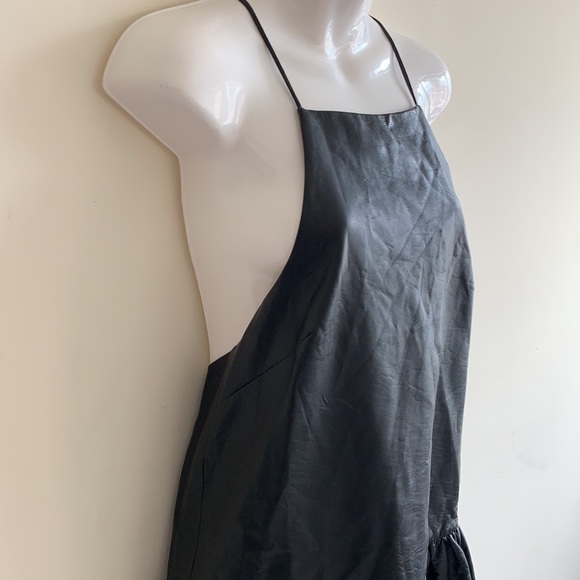 BLACK FAUX LEATHER RACERBACK TOP - Picture 3 of 12